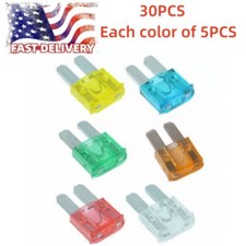 30PCS Micro2 Wire Blade Fuses Set Assortment 5A 10A 15A 20A 25A 30A Kit For Car