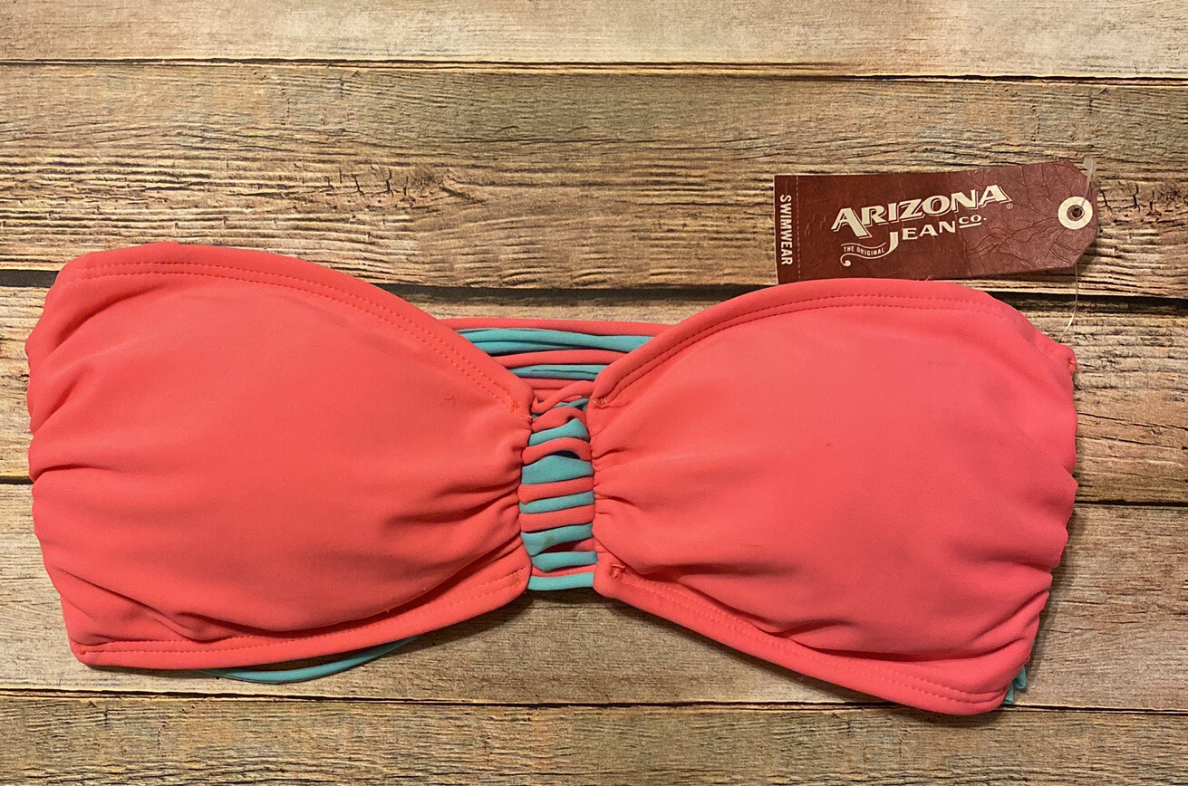 Arizona Jean Company Womens Size M Ginger Aqua Strappy Back Bandeau Bikini Top For Sale Online Ebay