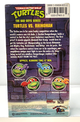 TMNT Teenage Mutant Ninja Turtles Vs. Rhinoman Bad Guys VHS