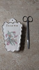 Vintage Ceramic Floral Scissors Holder Wall Pocket 70  s, Scissors Included 