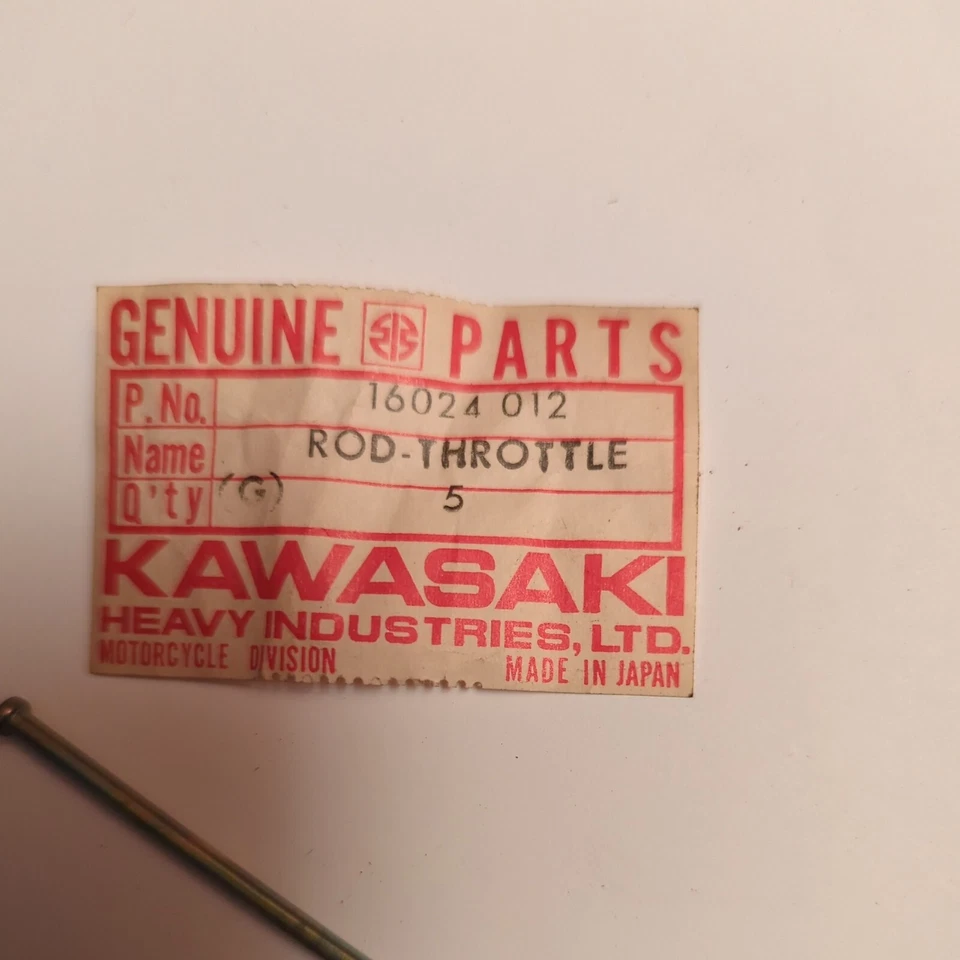 NOS OEM Kawasaki G3 G4 G5 MC1 S1 KH250 KD80 Carburador Acelerador Varilla 16024-012 Foto 2 de 2