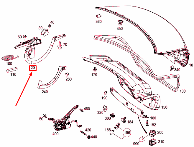 MERCEDES-BENZ E W213 Rear Lid Right Hinge Lever A2137500428