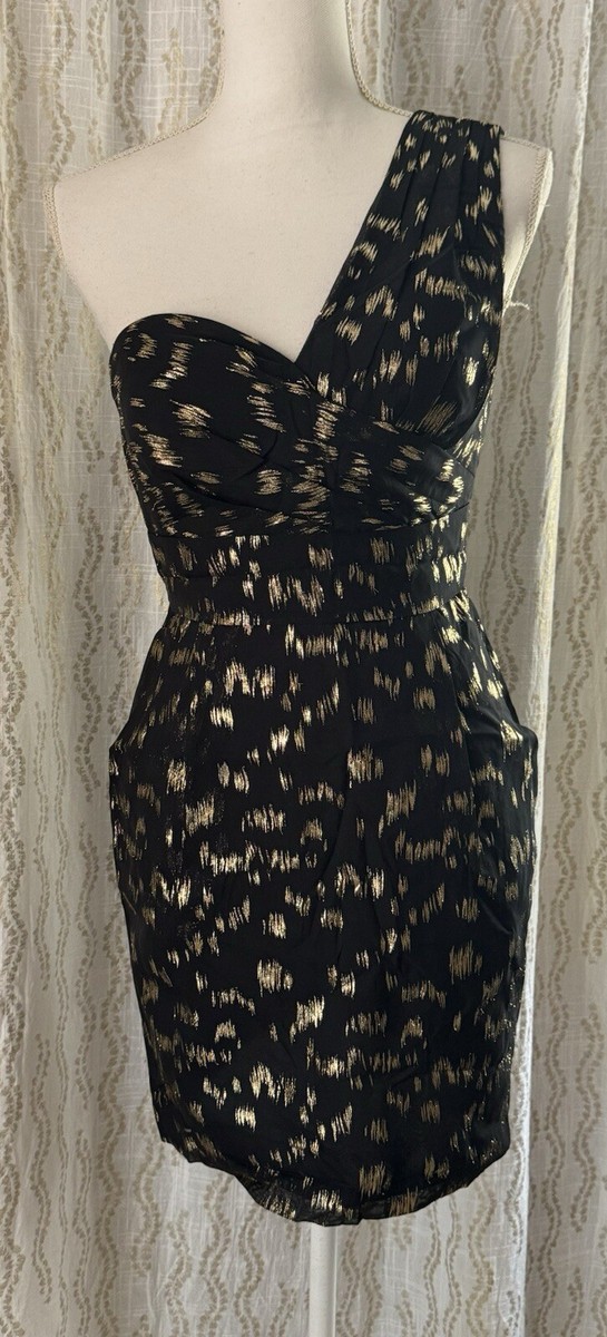 bcbgeneration dress Black Gold One Shoulder Mini Size 0 | eBay
