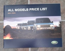 LAND ROVER ALL MODEL price list MAY 2004