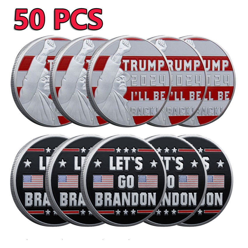 50PCS Commemorative Coin President Donald Trump I'll Be Back Let's Go Brandon