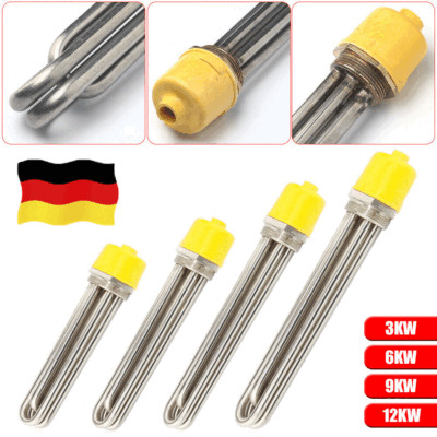 TOP~ Edelstahl Heizstab 1 1/2'' Heizpatrone 3 kW, 6 kW, 9 kW, 12 kW Heizelement