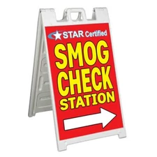 SMOG CHECK STATION RIGHT Signicade 24x36 Aframe Sidewalk Sign Banner Decal