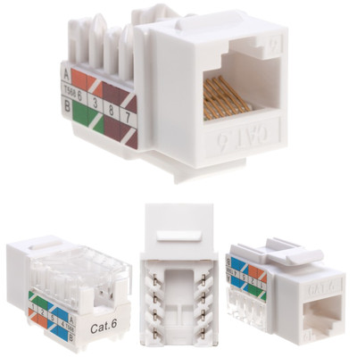 20 pcs Cat6 Punchdown Keystone Jack White 45 Degree Angle Ethernet Network PACK