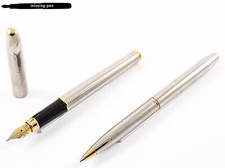 Set with Fountain Pen / Ballpoint Pen in Silver / Artificial Leather Case / Etui