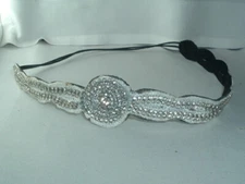 VINTAGE HAND CRAFTED PRONG SET RHINESTONE FLAPPER HAIR HEADBAND UP DO ACCESSORY