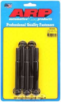 ARP 653-4000 Black Oxide 7/16-14 RH Thread 6-Point Bolt Set – 4.000 UHL, 5 Pack With 7/16 Socket & Washer | Chromoly