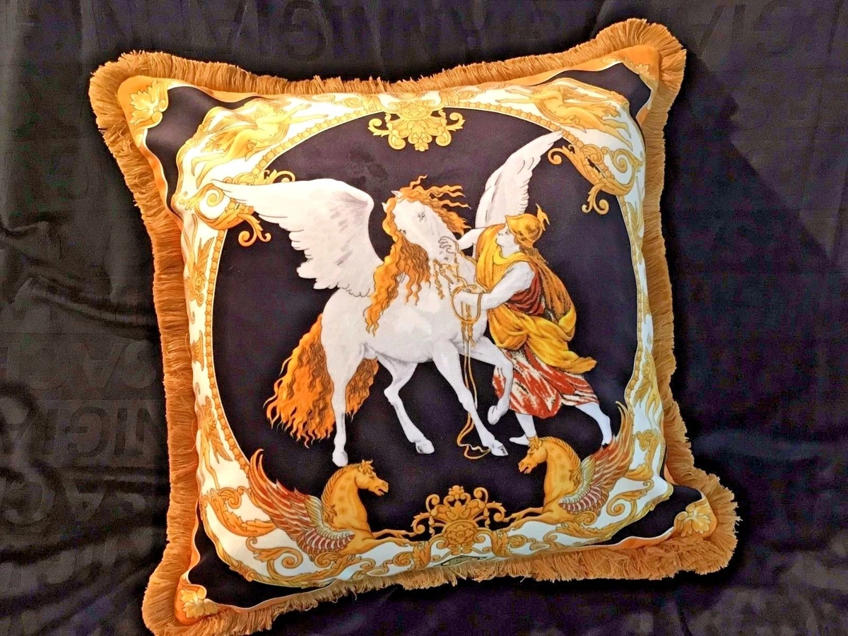 VERSACE CUSHION PILLOW PEGASUS HORSE con Flecos Almohada 2 sides