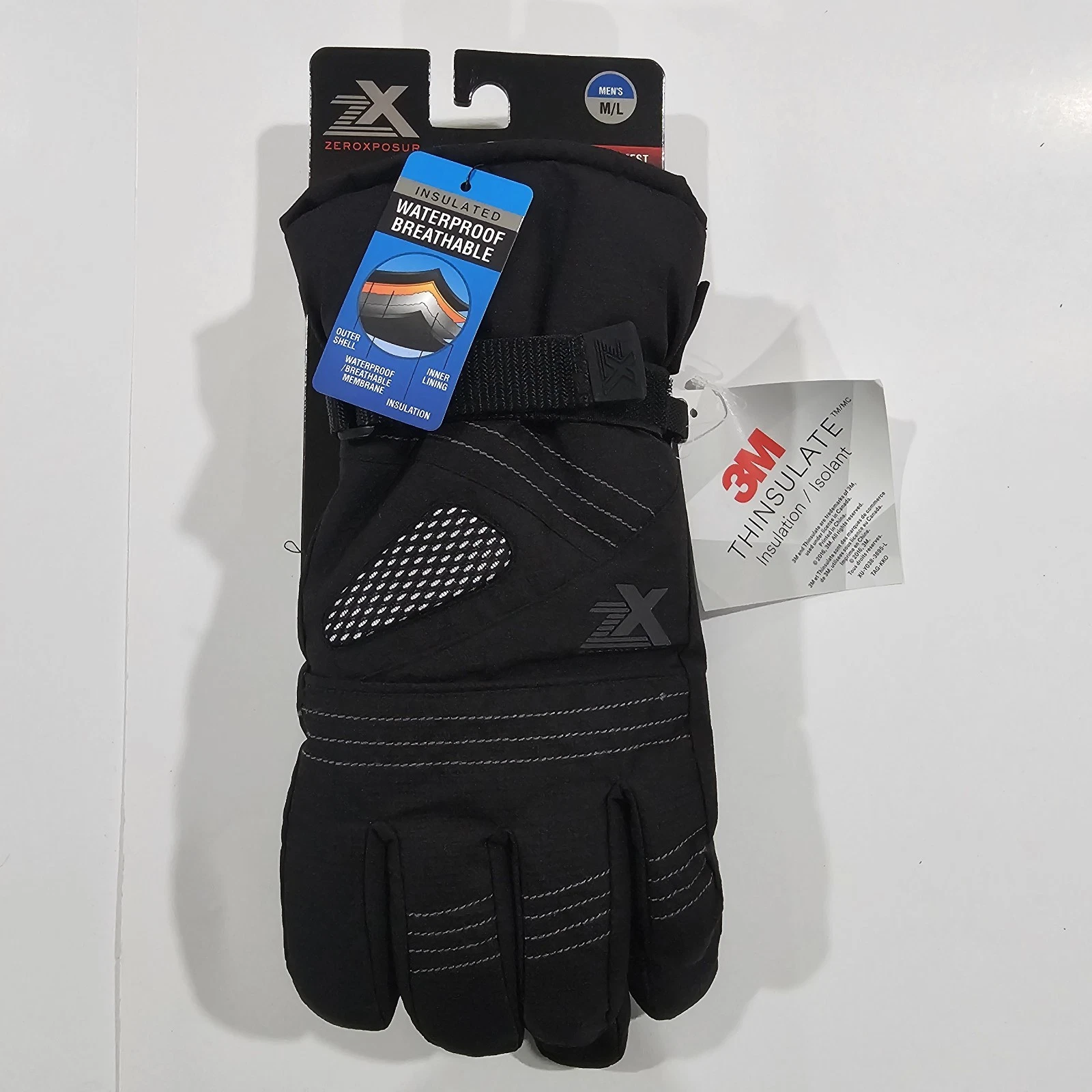 Zeroxposur Men's Ski Snowboarding Cold Weather Sports Gloves Black M/L NEW