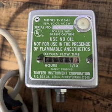 Vintage Timeter Instrument Corp Model P-115-H Oxygen Flow Time Meter *UNTESTED*