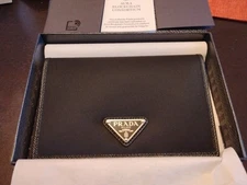 Prada Passport Wallet Nero Saffiano Leather Case Travel Card Holder BNIB