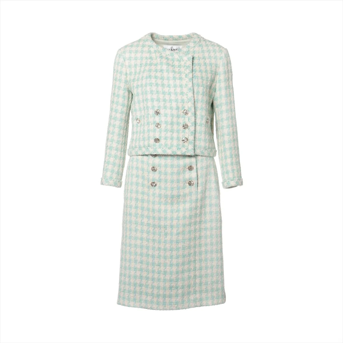 Chanel Coco Button 23S Cotton Setup 36 Ladies' White x green