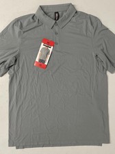 KIRKLAND Signature Mens Performance Polo Shirt GRAY Wicking MEDIUM Stretch UPF50
