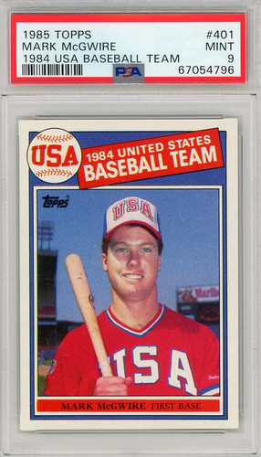 1985 Topps Mark Mcgwire #401 1984 Usa Baseball Team PSA 9