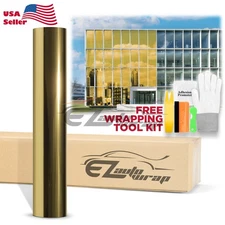 Gold Chrome Window Tint One Way Mirror Film UV Heat Reflective Home Office DIY