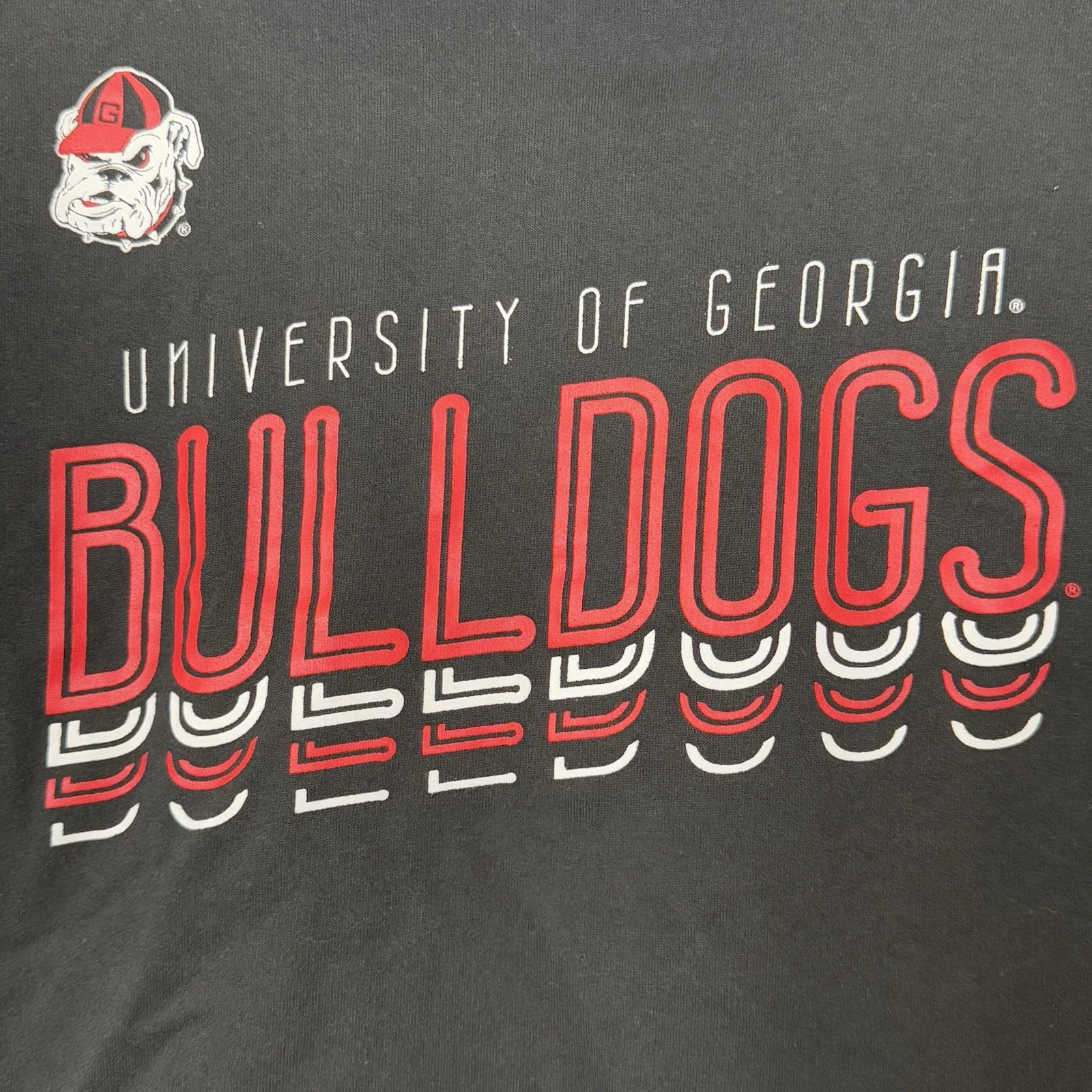 VETEMENTS Georgia Bulldogs Felpa con Cappuccio Donna Large (12 14) Nera Manica Lunga Lacci Schiena