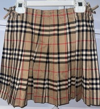 Burberry Girls Pearly Pleated Tartan ALine Skirt Archive Beige Size10Y AUTHENTIC