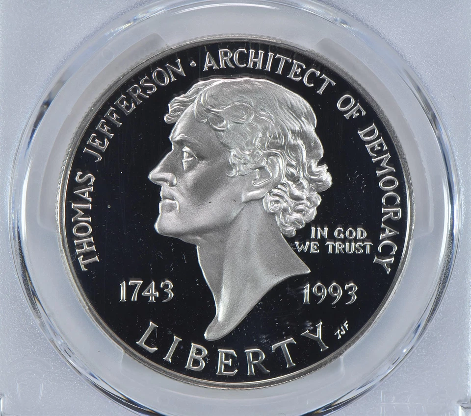 1993-S Jefferson Commemorative Dollar PR69 DCAM PCGS Blue Label *9471 - Image 3 of 4