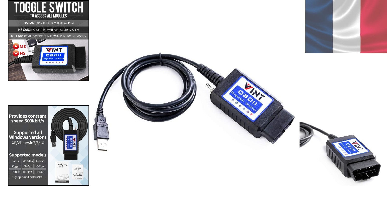 Interface USB bbfly VINT-TT55502 avec commutateur MS/HS CAN pour valise auto PC - 2