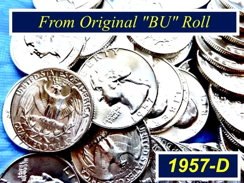 "BU"  1957-D  WASHINGTON QUARTER ➪  BRIGHT MINT LUSTER  ➪  257D=