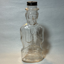 Lincoln Foods Figural Glass Bottle/Coin Bank original Cap