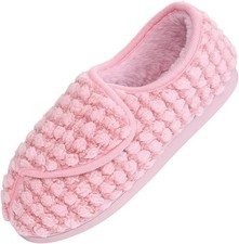Git-up Women Wide Slippers Memory Foam Diabetic Arthritis House Slippers 7 Pink