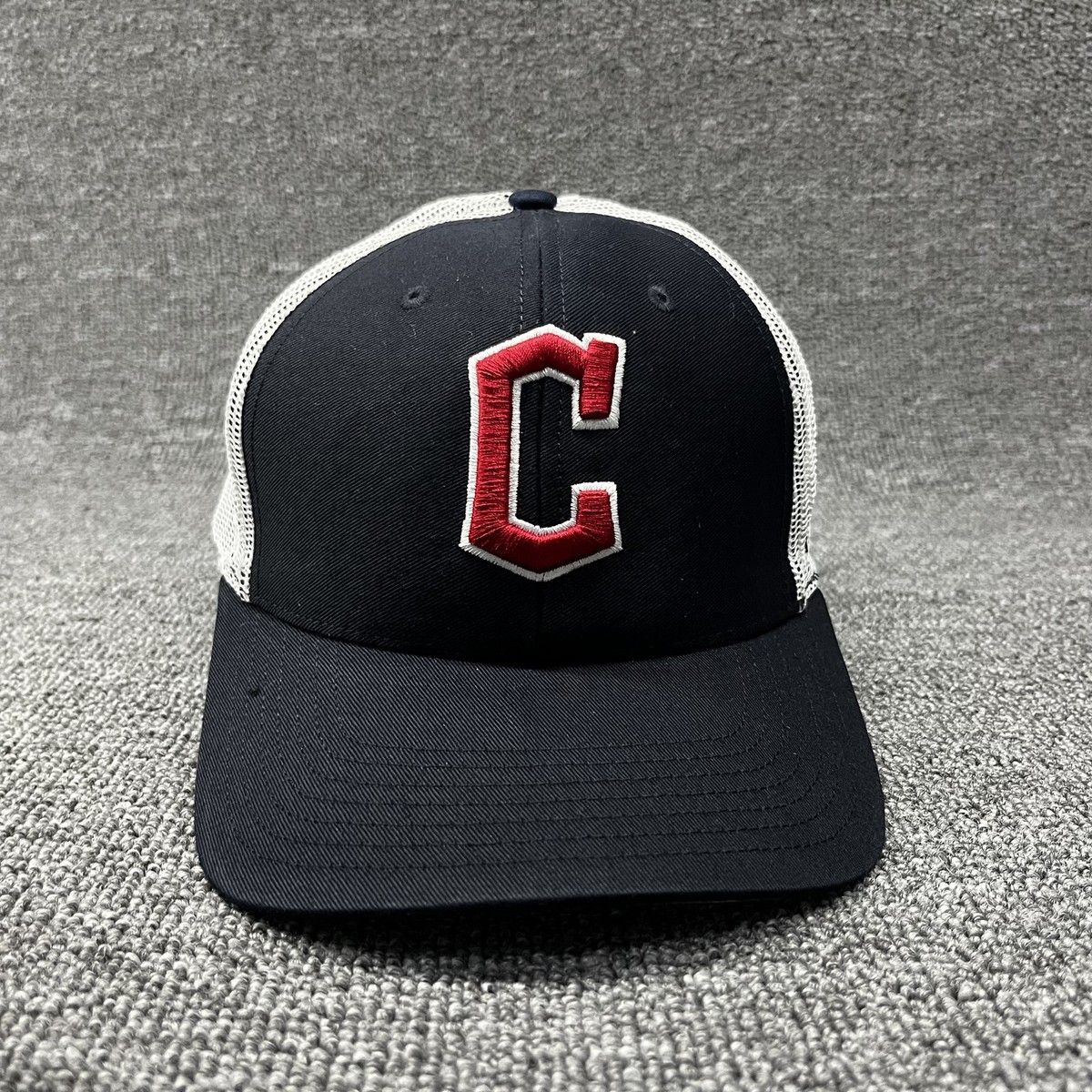47 Brand Cleveland Guardians MLB Trucker Hat Snapback Navy White Block C Cap
