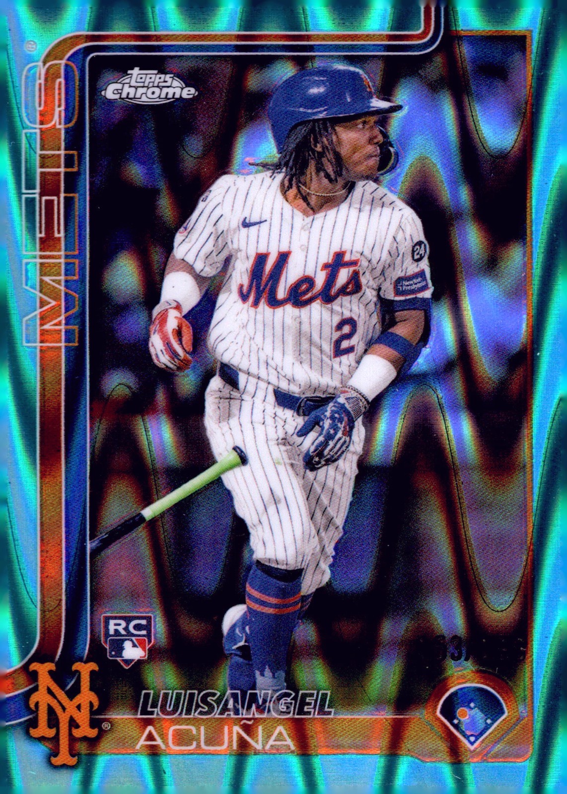2025 TOPPS CHROME AQUA RAYWAVE REFRACTOR PARALLEL #56 LUISANGEL ACUNA RC 153/199