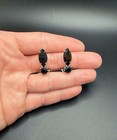 Vintage Demi Parure Black Rhinestone Silver Tone Brooch / Clip Earrings Set — photo 9