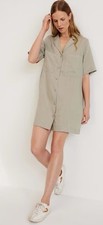 Everlane Women's Linen Oversized Shirtdress Seagrass Tan SZ SM Safari Pockets