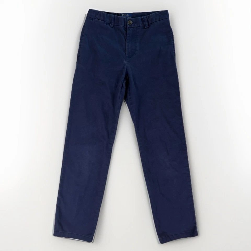 Pantalones chinos Polo Ralph Lauren para niños 7 azul marino rojo pony cintura ajustable algodón Foto 2 de 4