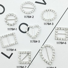 10Pcs Crystal Rhinestones Invitation Ribbon Buckle Slider For Wedding Decor Embe