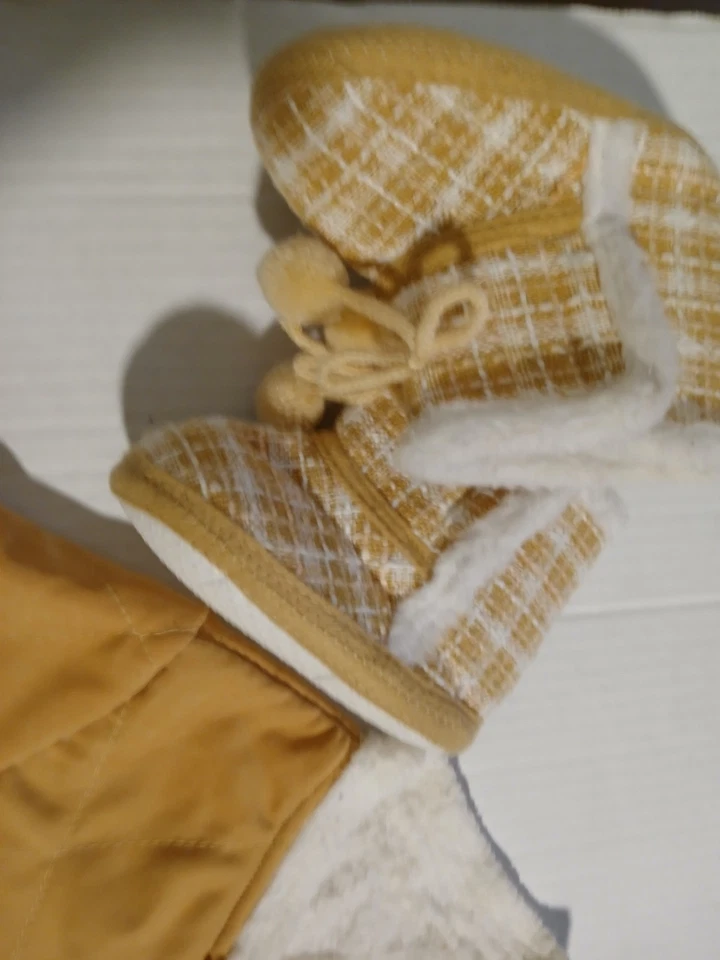 Bebé Niño Niñas Chaqueta de Piel Tostada 9-12 Meses y Botas a Cuadros a Juego... Foto 4 de 4