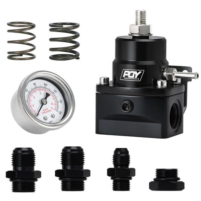 #ad PQY Adjustable EFI Fuel Pressure Regulator Kit 3 70PSI with AN8 Feed black $44.99