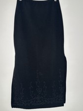 Vintage 90s Y2K Whimsigoth Stretchy Maxi Skirt M Side Slits Grunge Black Fairy