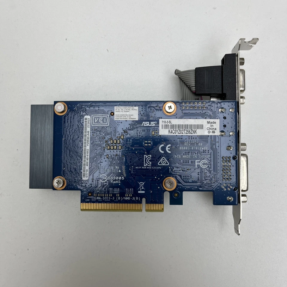 Asus NVIDIA GT710 2GB Passive Cooling PCIE VGA/DVI/HDMI Graphics Card Ref: 1633 - Image 2 of 4