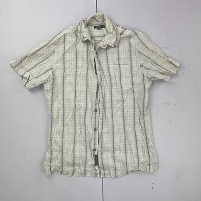 White Stuff Hemd Medium Beige Herren Gestreift 100% Baumwolle Kurzarm