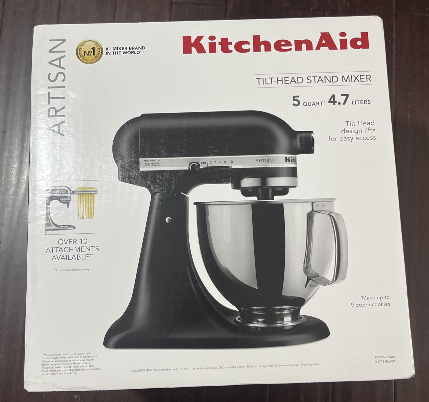 KitchenAid Artisan 5QT Black Matte Stand Mixer KSM150PSBM-image