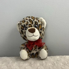 Walmart Small Jungle Leopard Plush Stuffed Animal Red Bow 282342 6.5"