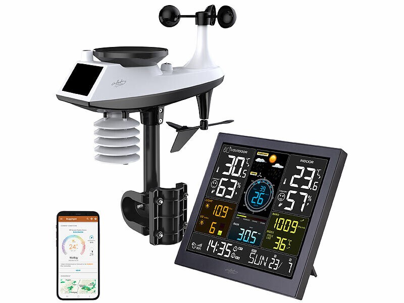 Station météo connectée thermomètre hygromètre intérieur extérieur FWS-300.xl avec écran 10''