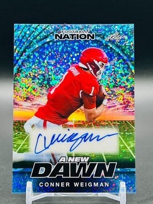2025 Leaf Nation A New Dawn Platinum Blue Speckle Conner Weigman 3/3 Auto RC