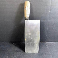 Vintage Old Chinese Cleaver Three Rams #2 Foshan Steel Knife Wood Handle 13”