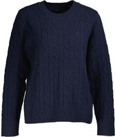 Neu ! Gant Damen Pullover D2. Lambswool Cable C-NECK, 4805143, Blau, Gr. S
