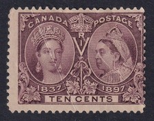 CANADA 1897 QV Jubilee 10c Purple SG 131 MH/* (CV �100)