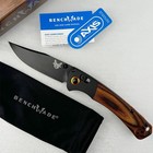 Benchmade Mini Crooked River 15085-cstm Black Blade Wood Handle Folding Knife