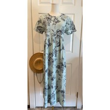 Vintage 90s Varsity Sport Floral Babydoll Maxi Dress Size Small Cotton Dress